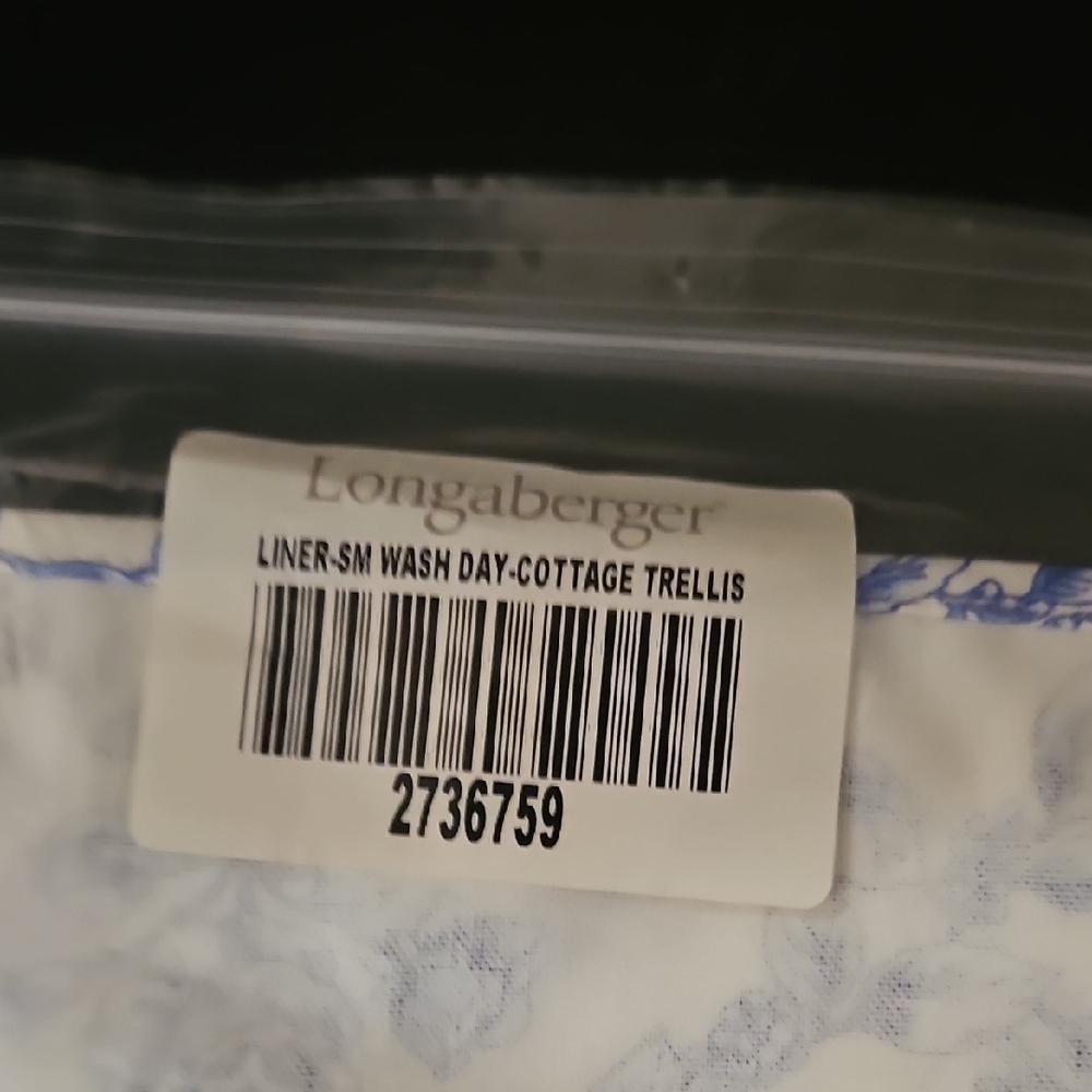 Longaberger Blue and White Trellis Liner For Small Wash Day Basket